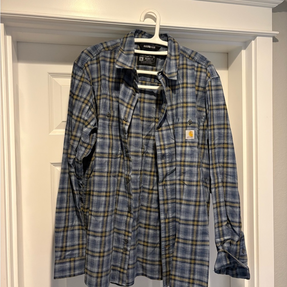Carhartt Gray and Yellow Plaid Casual Shirt